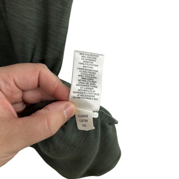 Green Crochet Lace Sleeve Blouse Boho Romantic Elevated Basics Feminine S - Picture 6 of 6